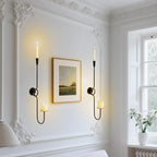 GAKA Large(27 inch) Wall Sconce Candle Holder Set of 2,2 Arm Iron Wall Mount Candle Holder Decorative,Black