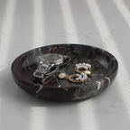 Natural Marble Travertine Ring Dish Jewelry Tray 5.5" for Women, Marble Trinket Dish for Key Earring Nightstand, Mother's Day Engagement Birthday Gift - Rosa Levanto - color: Rosa Levanto