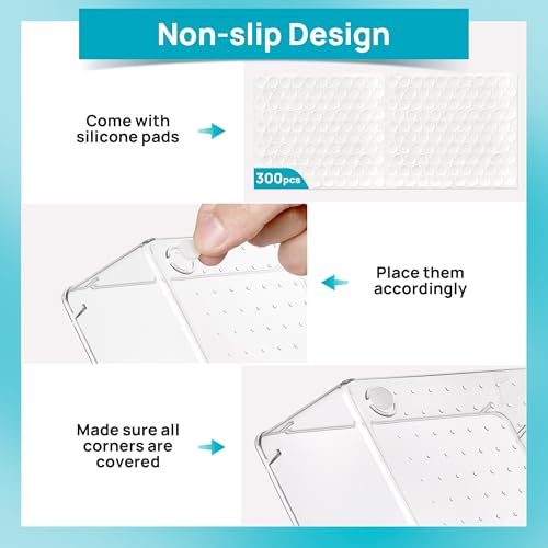 Vtopmart 66 PCS Clear Plastic Drawer Organizer Bins, 4-Size Versatile Bathroom and Vanity Organizer Trays, Acrylic Storage Containers for Makeup, Jewelry, Toiletry, Kitchen Utensils and Office Supply - style: 66 PCS