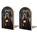 Cool Rottweiler Dog Art Bookends 1 Pair Heavy Duty Book Ends for Shelves Non-Skid Bookend Supports Wooden Book Holders with Metal Base Desk Organizers Books Storage to Hold Books