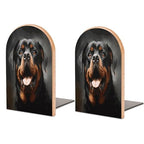 Cool Rottweiler Dog Art Bookends 1 Pair Heavy Duty Book Ends for Shelves Non-Skid Bookend Supports Wooden Book Holders with Metal Base Desk Organizers Books Storage to Hold Books