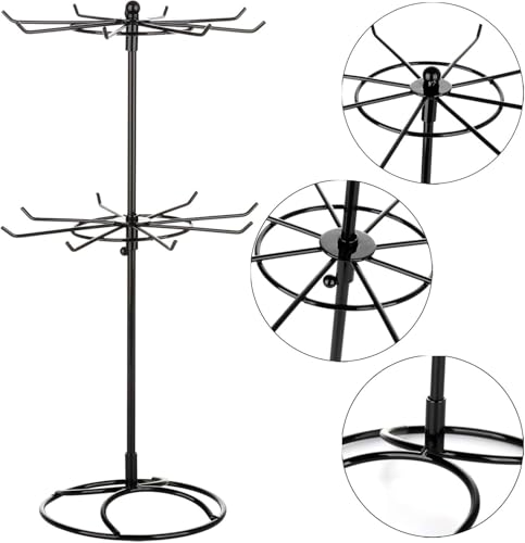 2 Tier Jewelry Display Holder,Retail Spinner Display Stand,Rotating Bracelet Storage Rack,Dressing Table,Black (2 pieces） - color: Black 2Pcs