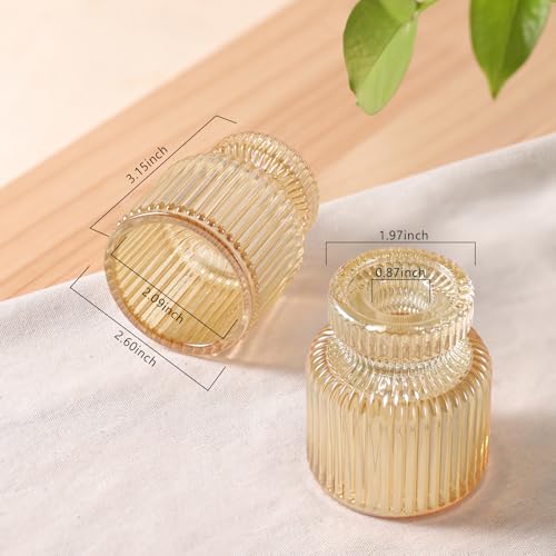 DARJEN 6 Pcs Gold Candlestick Holders - Glass Taper Candle Holders Tealight Votive Candle Holders for Table Centerpieces, Wedding, Dinner Party, Home, Gifts (Pack of 2) - color: Gold, size: 6Pcs (Pack of 2)
