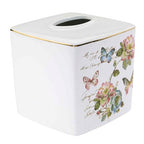 Avanti Linens - Tissue Box Cover, Ceramic Bathroom Accessories, Artistic Home Decor (Butterfly Garden Collection) - size: Tissue Box Cover