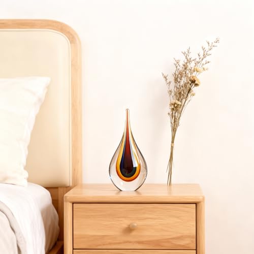 DOVDOV Blown Glass Sculpture, Collectible Stained Glass Art Statue, Unique Teardrop Ornament, Suitable for Office, Bookshelf, Dressing Table, Living Room Coffee Table, or Mantelpiece Display. - color: C