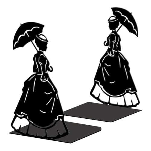 Peacoblue Metal Bookends for Shelves, Victorian Woman Modern Decorative Heavy Duty Study Book Ends Stoppers for Office, Desk, Shelf, Room Cast Iron Simple Tall Bookends 1 Pair - style: Victorian Woman
