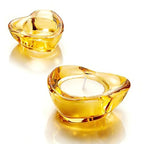 Gold Tealight Candle Holders - Set of 12, Heart-Shaped Chunky Glass Candle Holder, 2.9" Diameter - CH02 - Rusty Orange - color: Rusty Orange