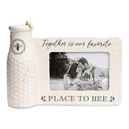 youngs Inc Ceramic Bee Vase w/Photo Frame, White, Black, 11.25" Length x 3.00" Width x 8.00" Height - color: Vase Photo Frame