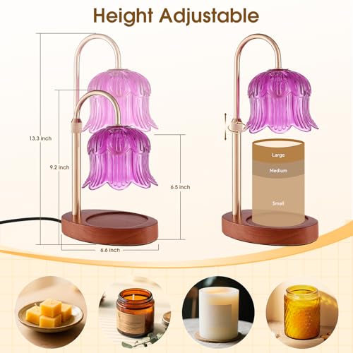 Candle Warmer Lamp Adjustable Timer Electric－Purple Flower-Shaped Wax lamp - color: Purple