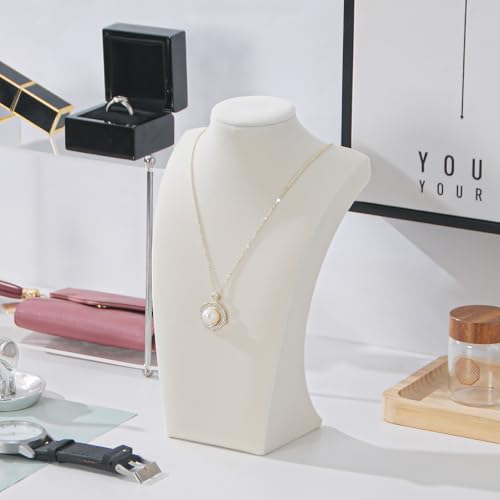 Necklace Bust Display Stand, Beige VelvetNecklace Display Holder, Jewelry Necklace Organizer Rack for Home Use or Shop Show (9" Height) - color: Beige Velvet, size: 9" Height (1pc)