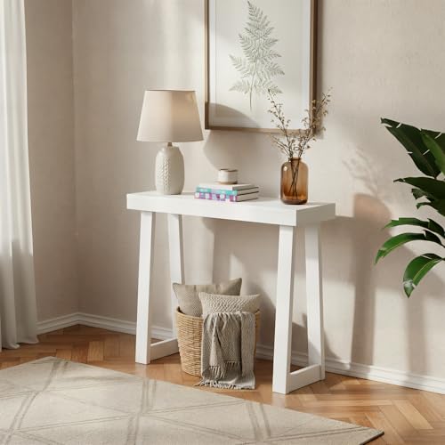 Plank+Beam Solid Wood Console Table, 36 Inch, Sofa Table, Narrow Entryway Table for Hallway, Behind The Couch, Living Room, Foyer, Easy Assembly, White - color: White, size: 36" Console Table