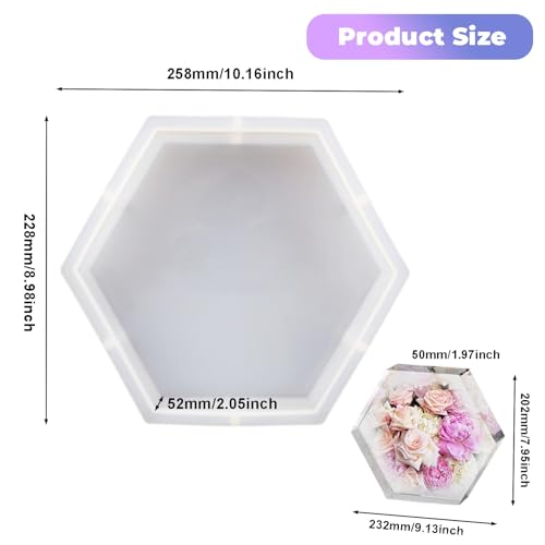 Resin Molds Silicone, Large Hexagon Silicone Molds Epoxy Resin Casting Craft Mold for Flower Preservation Bookends, Art Casting DIY Home Decor Wedding Valentine