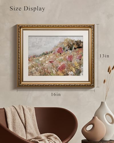 VIYYIEA Gold Framed Wall Art Canvas Print Home Decor Flower Art Vintage Botanical Print Rustic Farmhouse Wall Decor Mid Century Modern Art Coastal Print Floral Room Decor Wall Pictures Bedroom 13x16in - color: Blossom, size: 16"L x 13"W