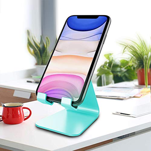 CreaDream Cell Phone Stand, Cradle, Holder,Aluminum Desktop Stand Compatible with Switch, All Smart Phone, iPhone 11 Pro Xs Max Xr X Se 8 7 6 6s Plus SE 5 5s (Mint Green) - color: Mint Green