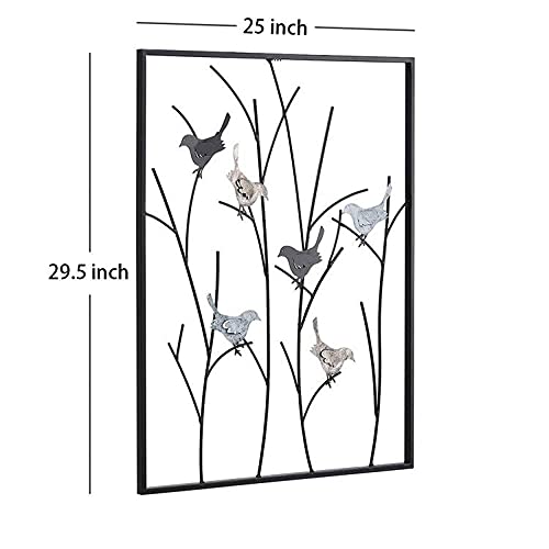 Lechesis Metal Birds on Branches Wall Art Decor Sculptures - 25" x 29 1/2"