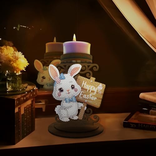 BAYUNOE 2Pcs DIY Candlestick Holders Wooden Desktop Diamond Art Painting Candle Holder Double-Sided Diamond Vintage Modern Decorative for Table Mantel Wedding Dinning Party-06 - color: 2pcs-06