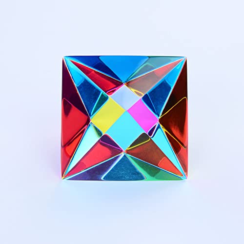 CMY Cubes The Aether (50mm) - Cyan, Magenta & Yellow Polyhedron - Subtractive Color Mixing Optical Octahedron - Teaches Subtractive Color Mixing - Educational, Physics & Kinetic Art Desk Object