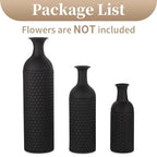 Sziqiqi Large Black Vases Tall 27inch - Metal Floor Standing Vase Set of 3 Modern Honeycomb Texture Big Standing Vase for Living Room Dining Bedroom Home Corner Hallway Indoor Office - style: Large Black Vases