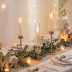 Glass Hurricane Candlestick Holders Gold - Romadedi 18 PCS Taper Candle Holder Bulk Tall Clear Glass Cylinder Table Centerpiece Wedding Decor Party Birthday Christmas Home Decorations - size: 18 PCS