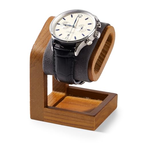 Single Watch Stand Display Solid Wood Jewelry Stand Display for Wristwatch Bracelet Bangle(Grey) - color: Grey