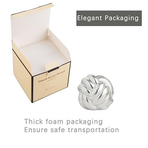Small Silver Knot Decor, Chain Link Decor, Coffee Table Decor, Book Shelf Decor, Entry Table Decor, Aesthetic Minimalist Decorative Objects for Modern Home Living Room, Desk Decor for Office (Silver) - color: Silver