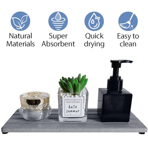 Diatomite Soap Dish, Water Absorbing Stone Tray, Kitchen Sink Organizer, Fast Drying Counter Holder (Grey, 11" x 4.7"/28 x 12cm) - color: Gray, size: 11" x 4.7" (28 x 12cm)