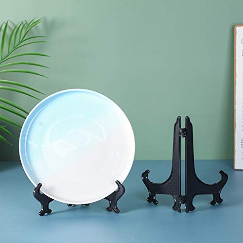 Artliving 7" Black 24pcs/Set Plastic Easels Plate Display Stands Picture Frame Stand Holder - color: Black, size: 7inch(24piece)