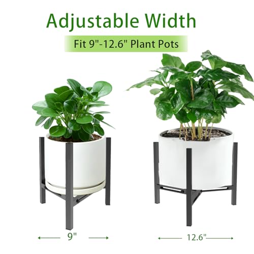 Airpark Plant Stand Indoor, Adjustable Metal Modern Plant Stands, Heavy Duty Stable Plant Pot Flower Holder Indoor Outdoor Corner, Fit 7 8 9 10 11 12 inch Pots, Black (Pot & Plant Not Included) - color: Black Upgraded Version