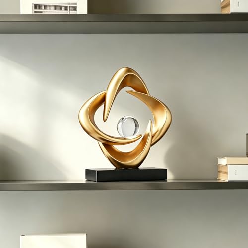 AWNR Gold Abstract Sculpture House Decor Aesthetic - Home Décor Accents for Nightstand, Shelves, Dining Room, Entryway Table, Office, Desk Accessories (Gold C) - color: Gold C