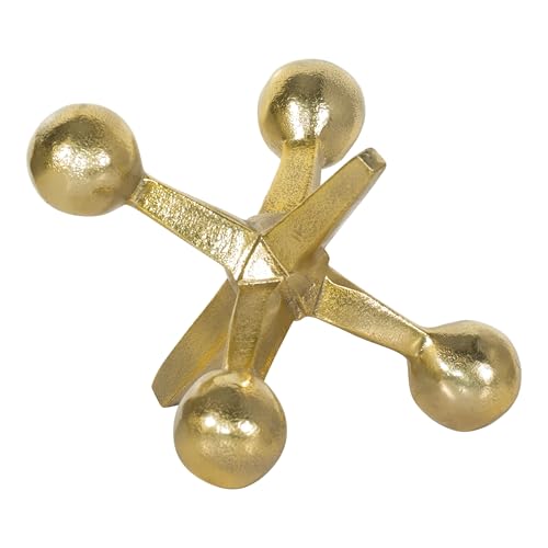 Gold Metal Jacks Decorative Object – Abstract Sculpture Modern Home Decor Ornament – Shelf Styling & Coffee Table Decor for Bathroom, Office & Living Room – 7" x 5" - color: Gold