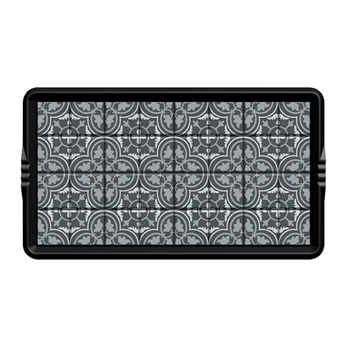 BEHERO Boot Tray Shoe Mat Decorative Patterned, Rubber Boot Matt Tray Indoor and Outdoor Use, 16" x27.5" Shoe Cleaning Mat Non-Slip, Shoe Storage Waterproof with Artistic Prints for Entryway(Gray)