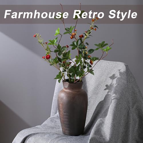 Farmhouse Vase for Home Decor, Vintage Rustic Terracotta Flower Vase Suitable for Home Decor, Living Room, Shelf, Dining Table. 10.9IN ZSHLXM - color: Retro-5, size: 6.1 x 10.9 inches