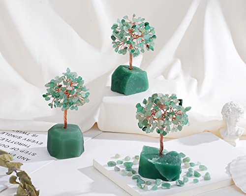 QINJIEJIE Green Aventurine Tree Crystal Tree Healing Crystals Natural Stone Base Money Tree Copper Wire Life Tree Energy Gemstone Office Desk Decor Meditation Spiritual Gift - color: Green Aventurine, size: 5.2 in