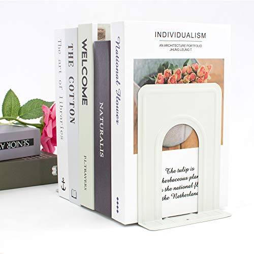 Book Ends, Metal BookEnds Heavy Duty bookend (White 5 Pair) - color: White, size: 5 Pair
