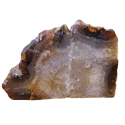 Geode Bookends Natural Color Agate Decor Book Ends Unique Crystal bookend for Home Decorative 1 Pair 4-5 Lbs - color: Nature, size: 4-5LBS