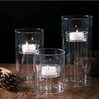 Cylinder Hurricane Glass Candle Holder for Table Centerpieces, Clear Votive Candle Holders for Wedding Parties, Decorative Candleholders for Home Dining Room Decorations (Set of 3)