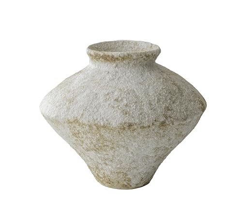 Rustic Farmhouse Textured Ceramic Vase, Handcrafted Distressed White Pottery Flower Vase for Centerpiece, Decorative Vases for Living Room, Kitchen, Bedroom, Office Decor, Gift & Weddings