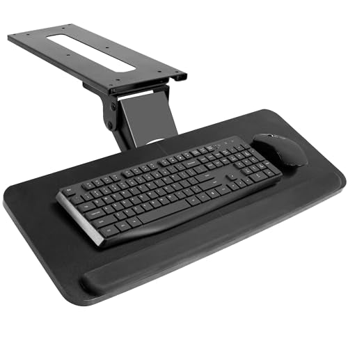 VIVO Adjustable Computer Keyboard & Mouse Platform Tray Ergonomic Under Table Desk Mount Drawer Underdesk Shelf (MOUNT-KB03B) - color: Black, size: 25"