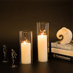 WGVI Hurricane Candle Holder Sleeve, Wide 3", Height 16", Clear Glass Cylinder Candleholder, Chimney Tube, Open Ended Candle Shade, 1 Piece - size: 3"x16"H
