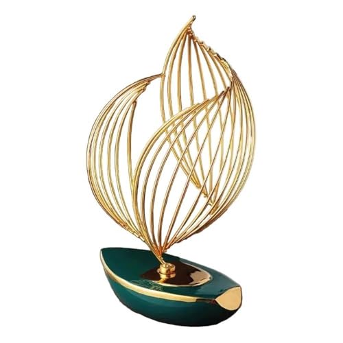 BOWERY HILL Gold Resin Geometric Metal Sculpture, 6.69" L x 3.5" W x 11.61" H, Abstract Twisted Design, Modern Tabletop Decor for Living Room, Office, or Shelves, Durable and Elegant Finish