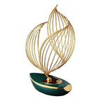 BOWERY HILL Gold Resin Geometric Metal Sculpture, 6.69" L x 3.5" W x 11.61" H, Abstract Twisted Design, Modern Tabletop Decor for Living Room, Office, or Shelves, Durable and Elegant Finish