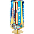 Shimeyao Medal Hanger Display Honor Display Rotatable Award Holder Rotating Metals Rack Adjustable Award Holder Stand for Basketball Running Sports Race, 30+ Medals - color: Gold