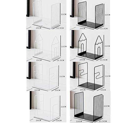 Minimalist Style Bookends Metal Adjustable Books Holder Stand Book Rack Desk Bookend - Curve, White - color: Curve, White