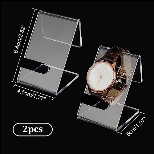PH PandaHall 2PCS Acrylic Watch Display Stands, Clear Watch Holder Organizer Jewelry Watch Rack Single Watch Display Holder Showcase for Men Watch Bracelet Display Home Decor Retail Use, 2x1.8x2.5