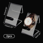 PH PandaHall 2PCS Acrylic Watch Display Stands, Clear Watch Holder Organizer Jewelry Watch Rack Single Watch Display Holder Showcase for Men Watch Bracelet Display Home Decor Retail Use, 2x1.8x2.5