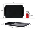 TP 17x12 Inch Plastic Serving Trays Set of 4, Durable Serving Platters with Anti-Slip Dots, BPA-Free Stackable Food Tray for Party, Family Gathering, BBQ,Black - color: Black, size: 17inch