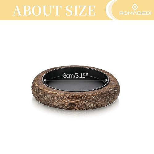 Romadedi Wood Candle Holder Farmhouse Decor - Pillar Candle Holders for Table Centerpiece Small Tray Riser Set of 2 Round Wooden Plate Pedestal Stand for Coffee Table Home Living Room, Brown - color: Brown