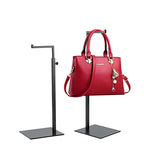 Purse Display Stand - 2 Pack Solid Black Bag Display Rack Stands, Counter Adjustable Height Stainless Steel Purse Handbag Holder Display Stand - color: Black