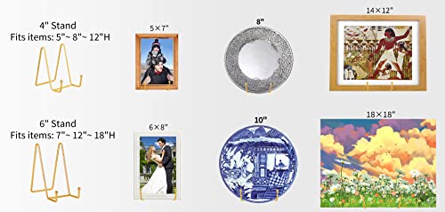 IBosins 5 Pack 6 Inch Plate Holder Display Stands, Metal Gold Frame Stand for Picture, Book, Photo Easel, Creation, Collectibles - color: Gold, size: 6 Inch