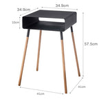 YAMAZAKI Home Plain Side Table with Open Storage Shelf, Rectangular Accent Space Saving Living Room Bedroom Couch End Table - Tall, 23" - Steel + Wood - color: Black, size: Tall